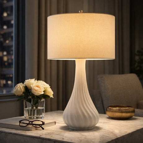   Modern European furniture - White Concrete Linen Table Lamp - www.oroa.com | Oroa.com