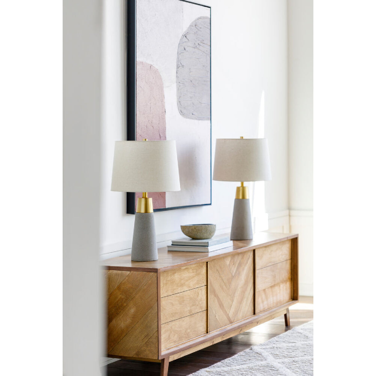   Modern European furniture - Beige Linen Concrete Table Lamps (2)  - www.oroa.com | Oroa.com