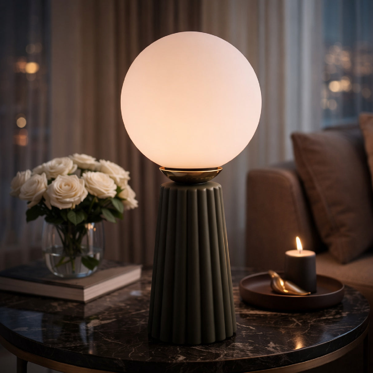   Modern European furniture - Fluted Ceramic Glass Table Lamp - www.oroa.com | Oroa.com