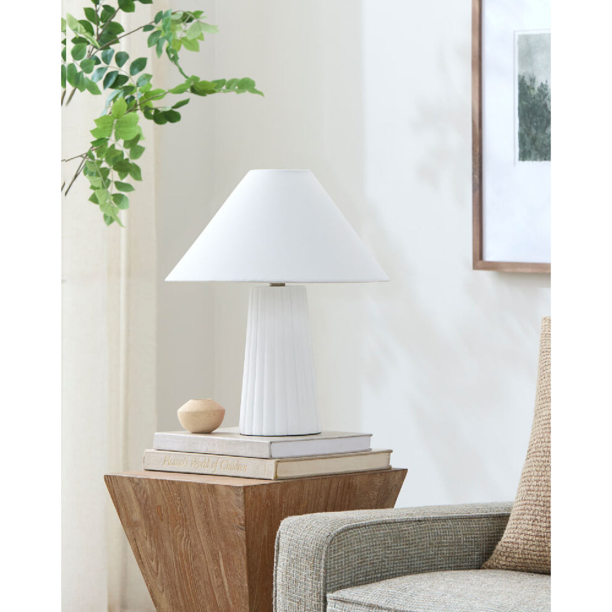   Modern European furniture - Fluted Ceramic Linen Table Lamp - www.oroa.com | Oroa.com