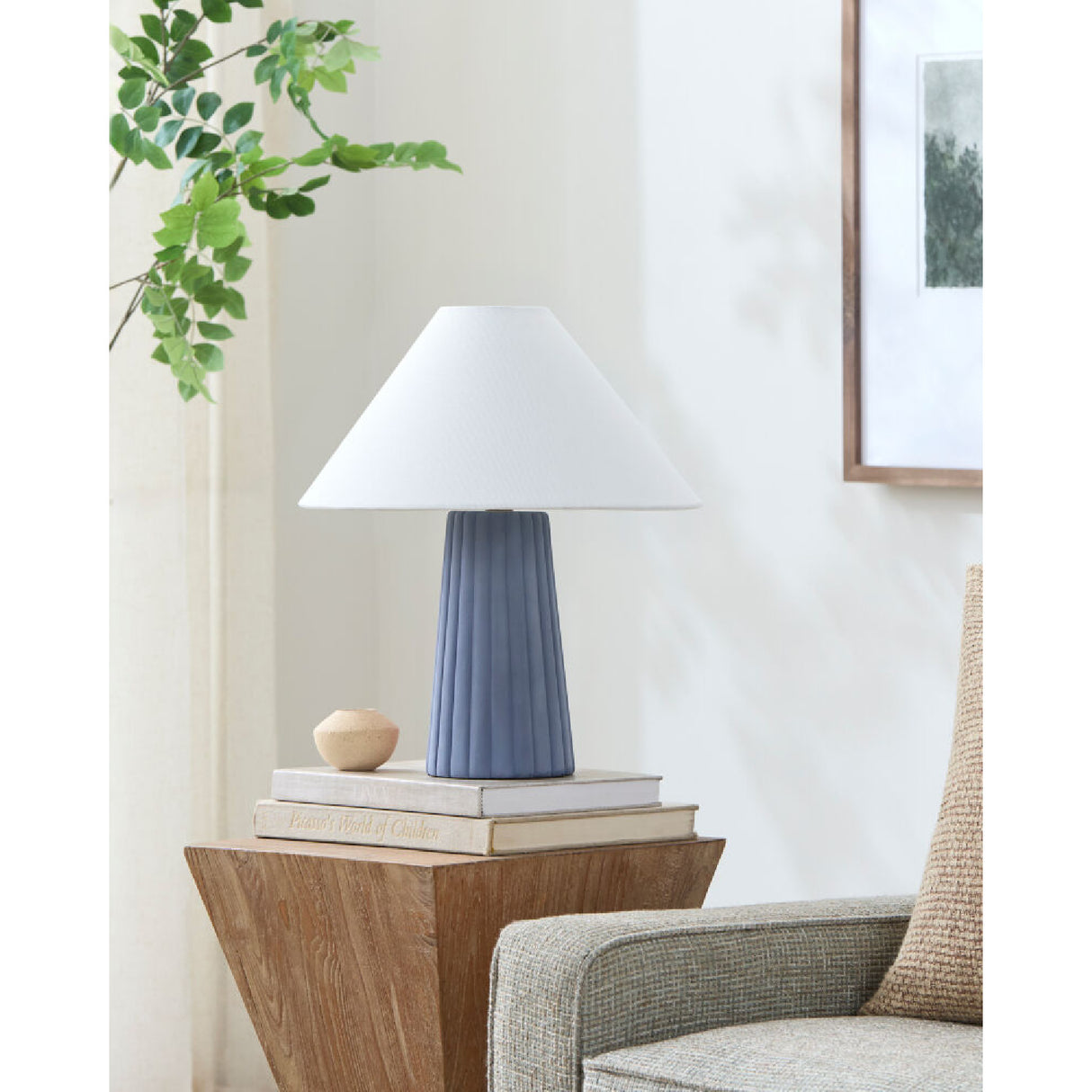   Modern European furniture - Fluted Ceramic Linen Table Lamp - www.oroa.com | Oroa.com