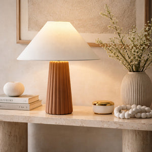   Modern European furniture - Fluted Ceramic Linen Table Lamp - www.oroa.com | Oroa.com