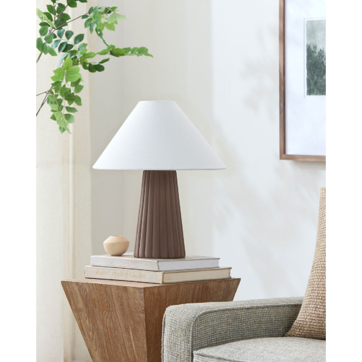   Modern European furniture - Fluted Ceramic Linen Table Lamp - www.oroa.com | Oroa.com