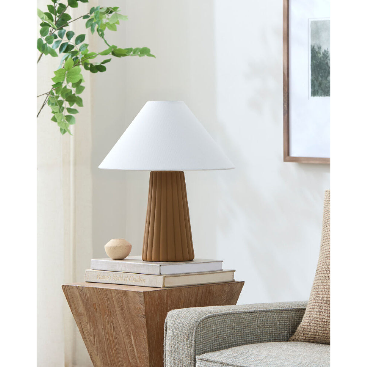   Modern European furniture - Fluted Ceramic Linen Table Lamp - www.oroa.com | Oroa.com