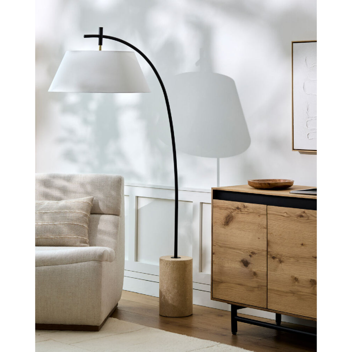   Modern European furniture - White Linen Tilted Floor Lamp - www.oroa.com | Oroa.com