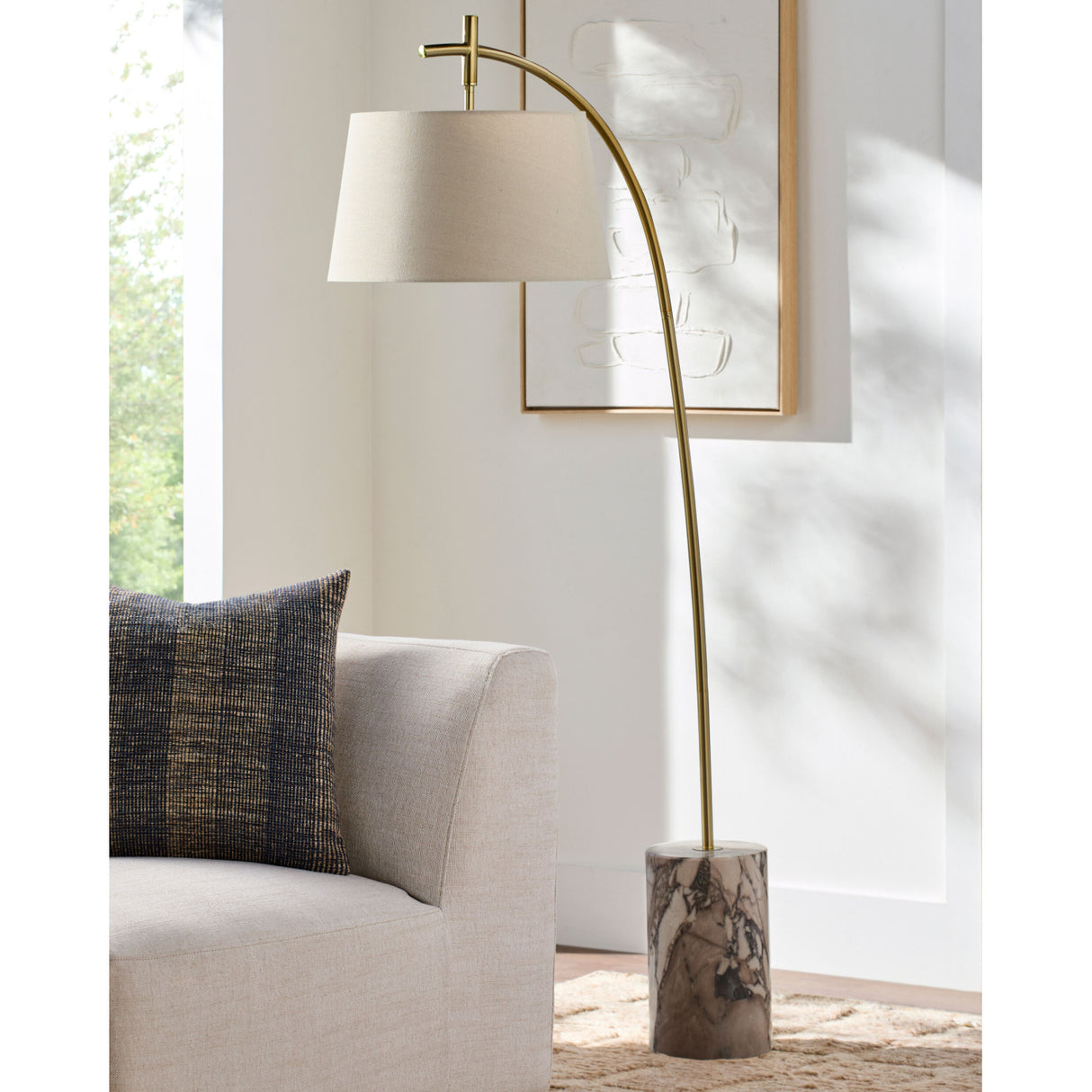   Modern European furniture - Linen Shade Sloped Floor Lamp - www.oroa.com | Oroa.com