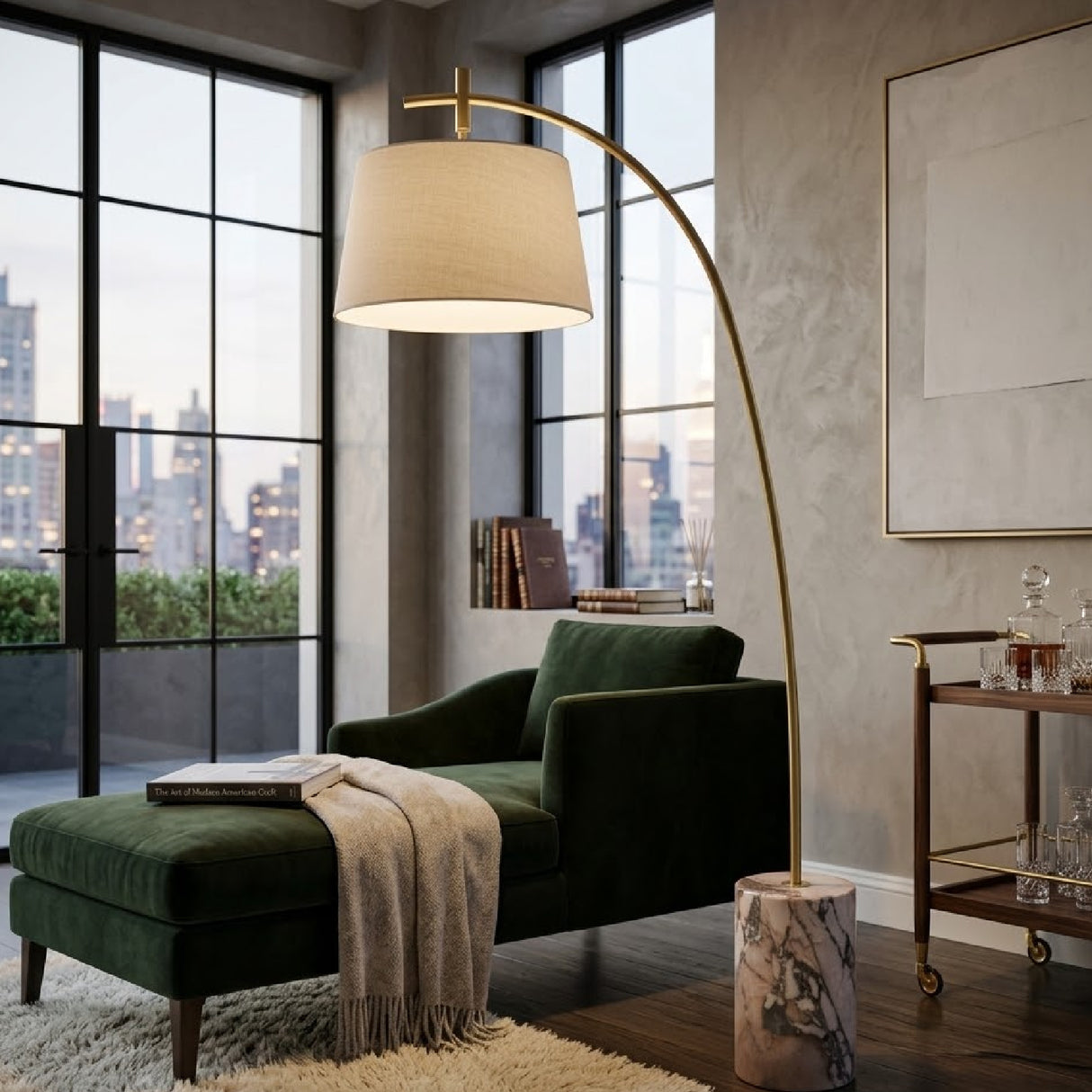   Modern European furniture - Linen Shade Sloped Floor Lamp - www.oroa.com | Oroa.com