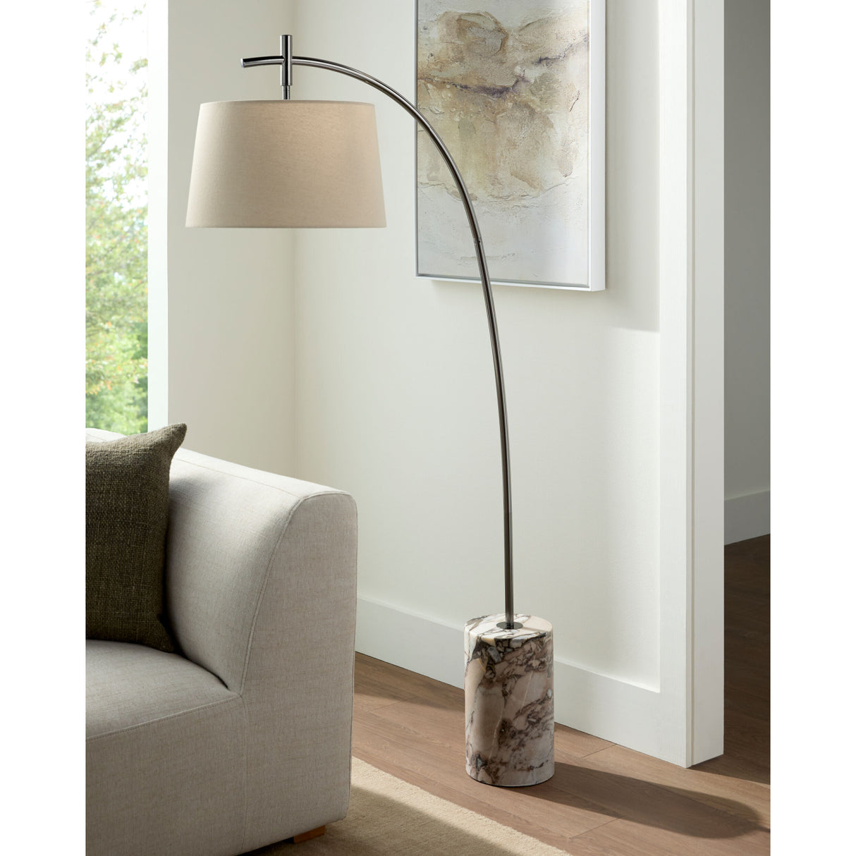   Modern European furniture - Linen Shade Sloped Floor Lamp - www.oroa.com | Oroa.com
