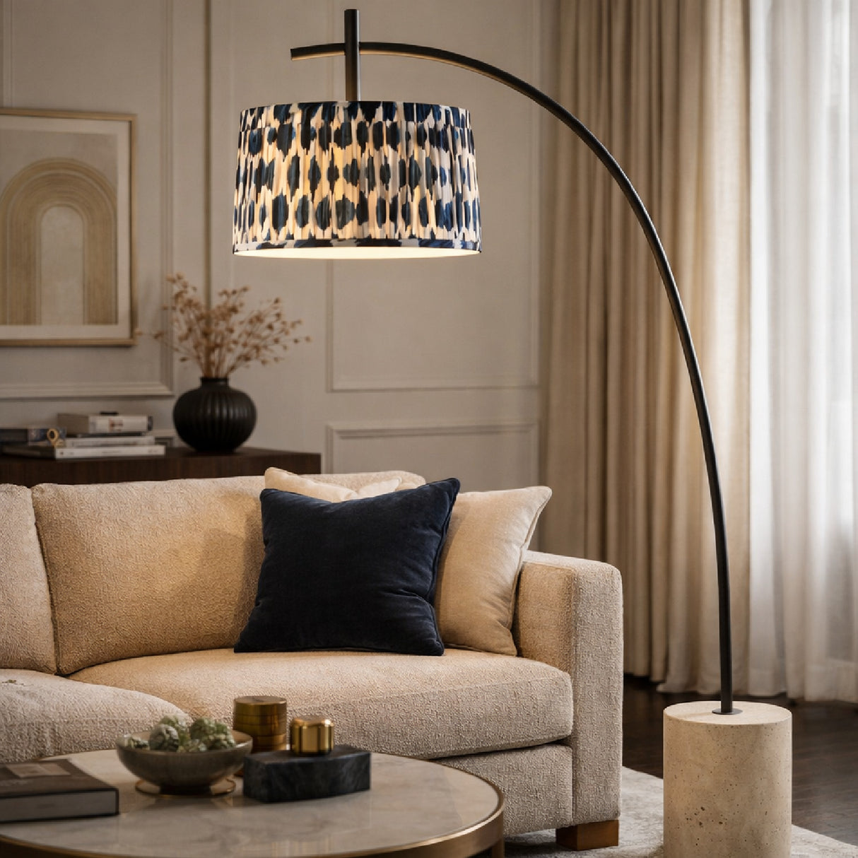   Modern European furniture - Patterned Blue Linen Floor Lamp - www.oroa.com | Oroa.com