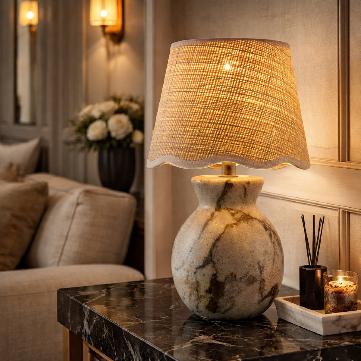   Modern European furniture - Natural Brown Marble Table Lamp - www.oroa.com | Oroa.com