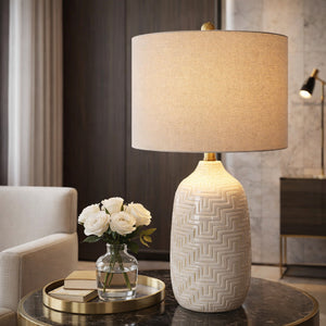   Modern European furniture - Glazed White Ceramic Table Lamp - www.oroa.com | Oroa.com
