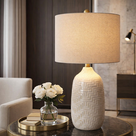   Modern European furniture - Glazed White Ceramic Table Lamp - www.oroa.com | Oroa.com