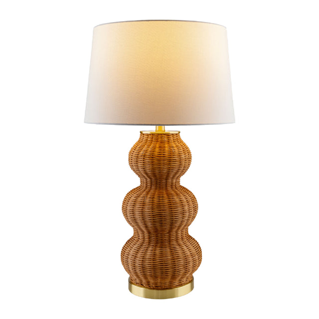 Modern European furniture - Wavy Rattan Linen Table Lamp - www.oroa.com