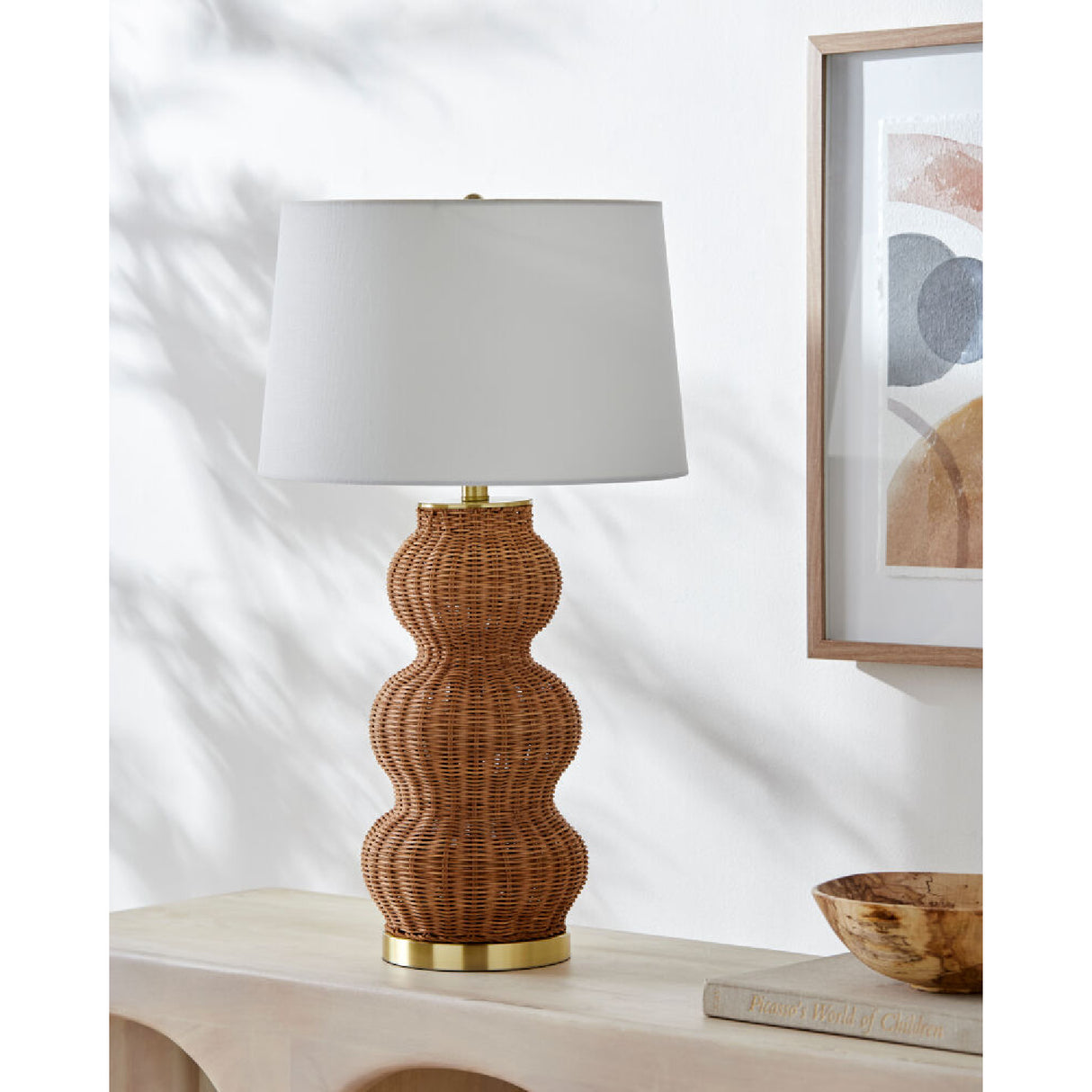   Modern European furniture - Wavy Rattan Linen Table Lamp - www.oroa.com | Oroa.com