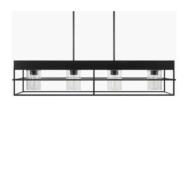 Modern European furniture - Black Framed 4-Light Linear Chandelier - www.oroa.com