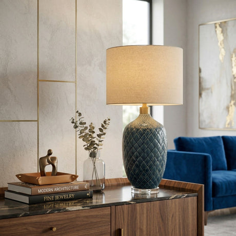   Modern European furniture - Carved Ceramic Linen Table Lamp - www.oroa.com | Oroa.com
