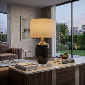  Modern European furniture - Carved Ceramic Linen Table Lamp - www.oroa.com | Oroa.com