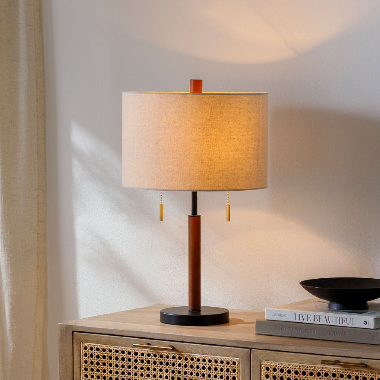   Modern European furniture - Drum Linen Shade Table Lamp - www.oroa.com | Oroa.com