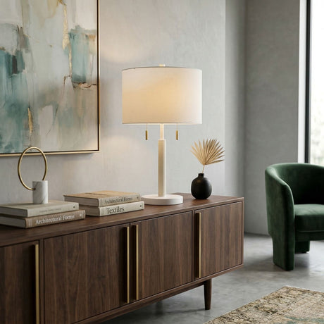   Modern European furniture - Drum Linen Shade Table Lamp - www.oroa.com | Oroa.com