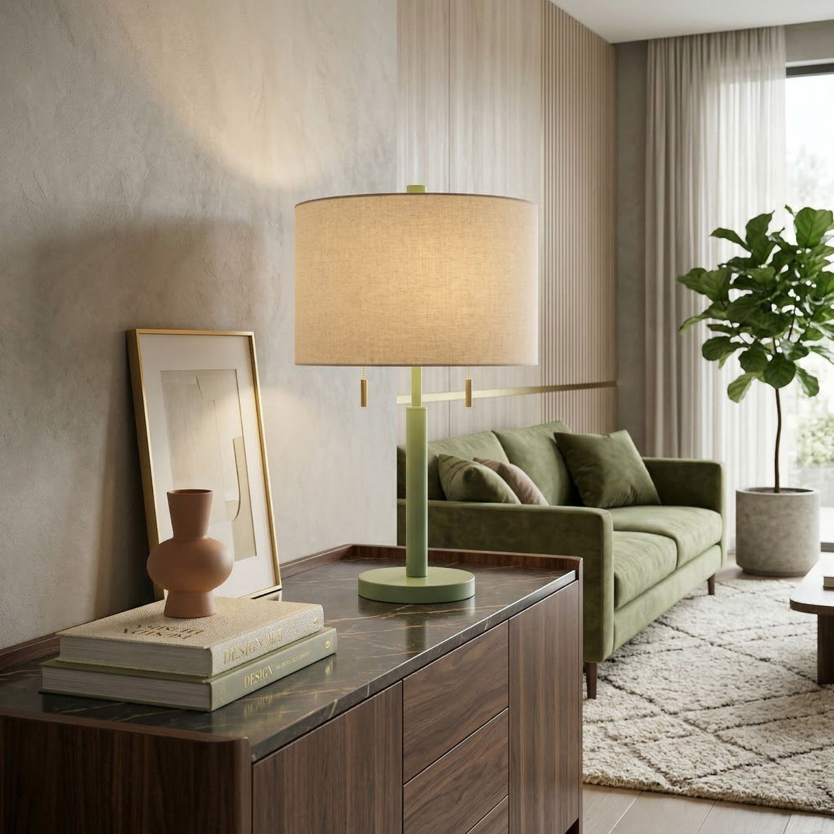   Modern European furniture - Drum Linen Shade Table Lamp - www.oroa.com | Oroa.com