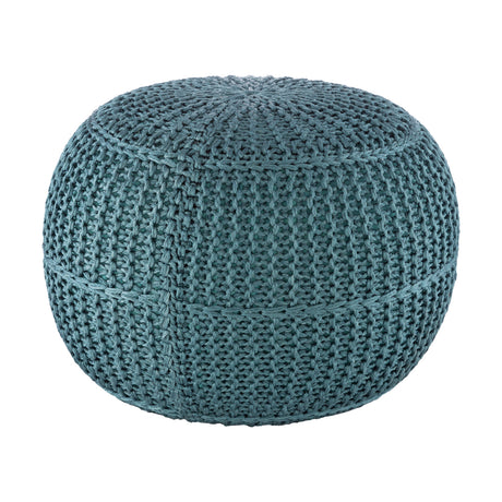   Modern European furniture - Blue Knitted Round Outdoor Pouf - www.oroa.com | Oroa.com