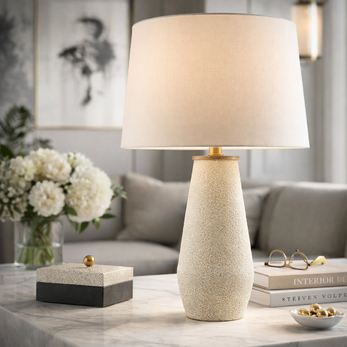   Modern European furniture - White Cotton Accent Table Lamp - www.oroa.com | Oroa.com