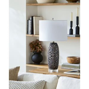   Modern European furniture - Floral Carved Ceramic Table Lamp - www.oroa.com | Oroa.com