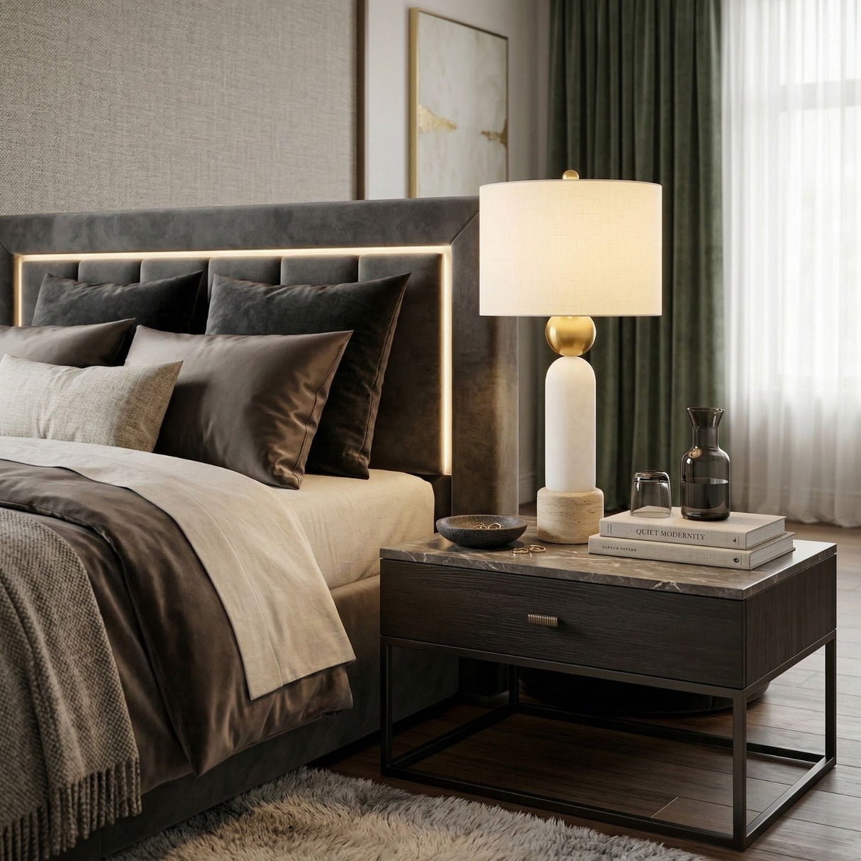   Modern European furniture - White Stone Modern Table Lamp - www.oroa.com | Oroa.com