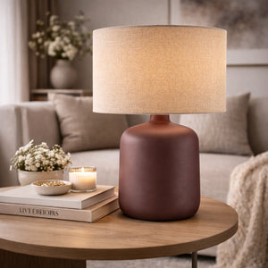   Modern European furniture - Beige Linen Ceramic Table Lamp S - www.oroa.com | Oroa.com