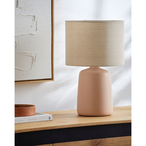   Modern European furniture - Beige Linen Ceramic Table Lamp L - www.oroa.com | Oroa.com