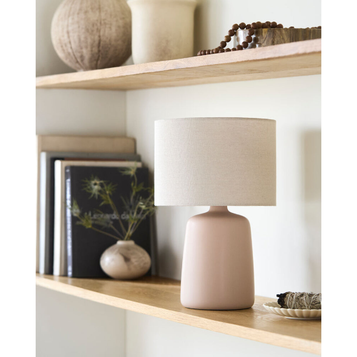  Modern European furniture - Beige Linen Ceramic Table Lamp L - www.oroa.com | Oroa.com