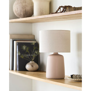   Modern European furniture - Beige Linen Ceramic Table Lamp L - www.oroa.com | Oroa.com