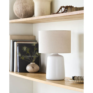   Modern European furniture - Beige Linen Ceramic Table Lamp L - www.oroa.com | Oroa.com