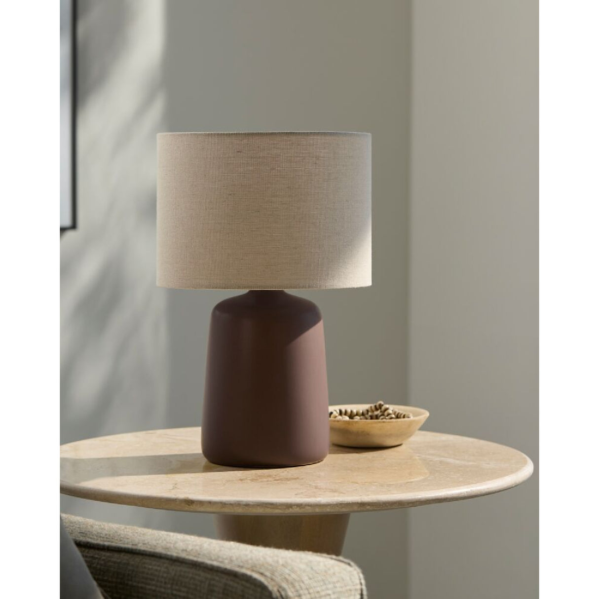   Modern European furniture - Beige Linen Ceramic Table Lamp L - www.oroa.com | Oroa.com
