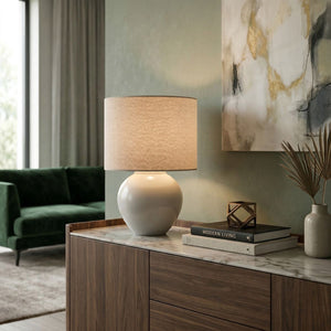   Modern European furniture - Rounded Ceramic Linen Table Lamp - www.oroa.com | Oroa.com