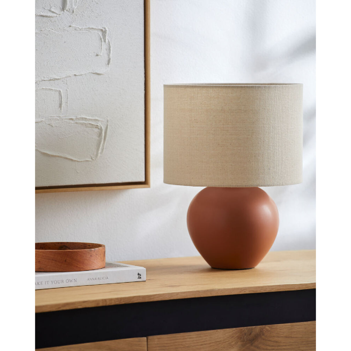   Modern European furniture - Rounded Ceramic Linen Table Lamp - www.oroa.com | Oroa.com