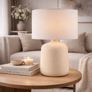   Modern European furniture - Ceramic White Linen Table Lamp - www.oroa.com | Oroa.com