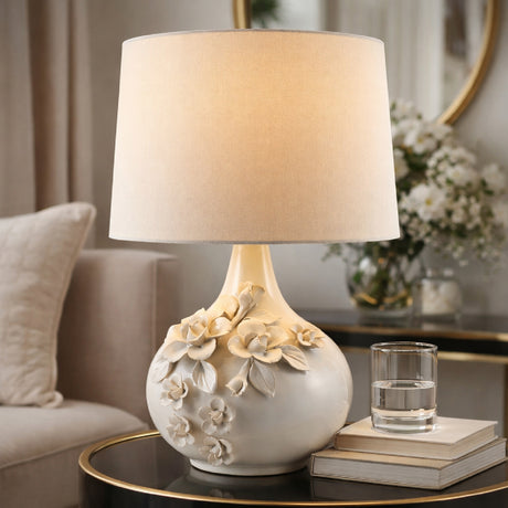   Modern European furniture - Glazed Cream Ceramic Table Lamp - www.oroa.com | Oroa.com