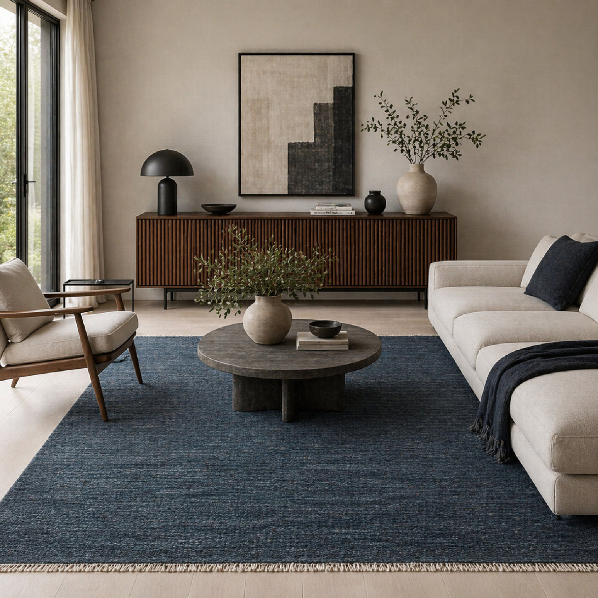  Modern European furniture - Hand-Knotted Wool Fringed Square Carpet - www.oroa.com | Oroa.com