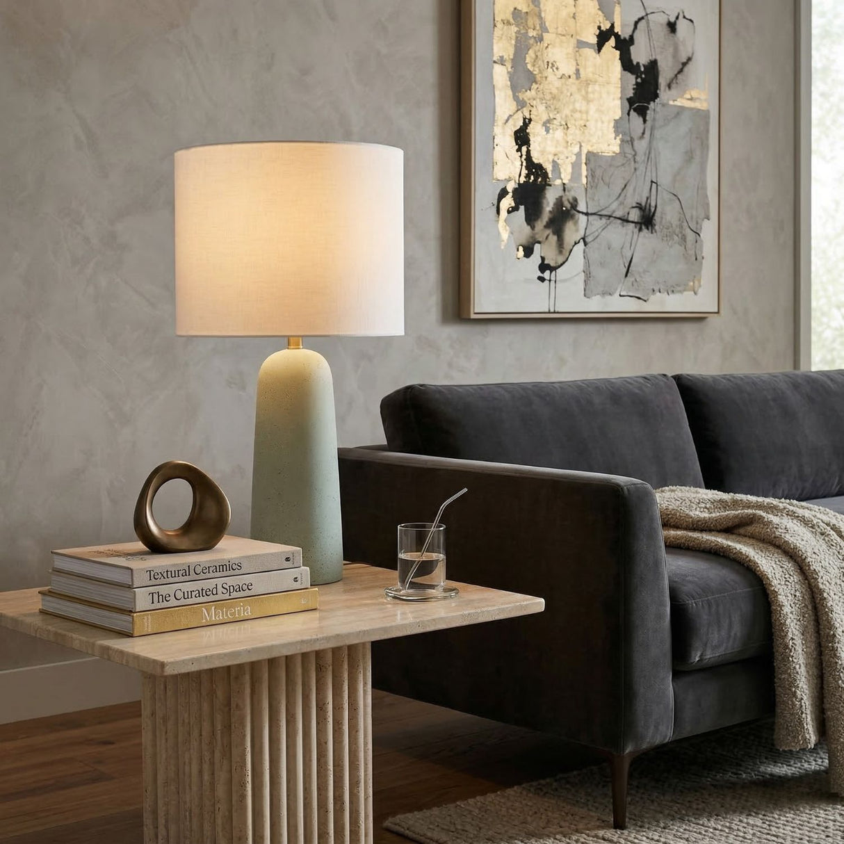   Modern European furniture - Hand-Painted Concrete Table Lamp - www.oroa.com | Oroa.com
