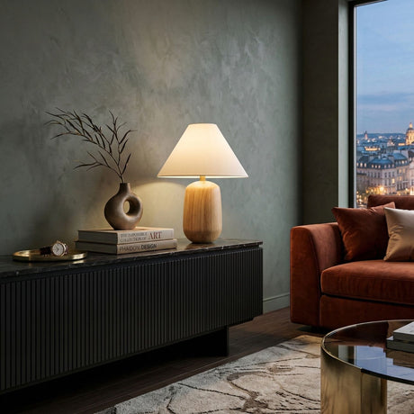   Modern European furniture - Beige Wood Veneer Table Lamp - www.oroa.com | Oroa.com
