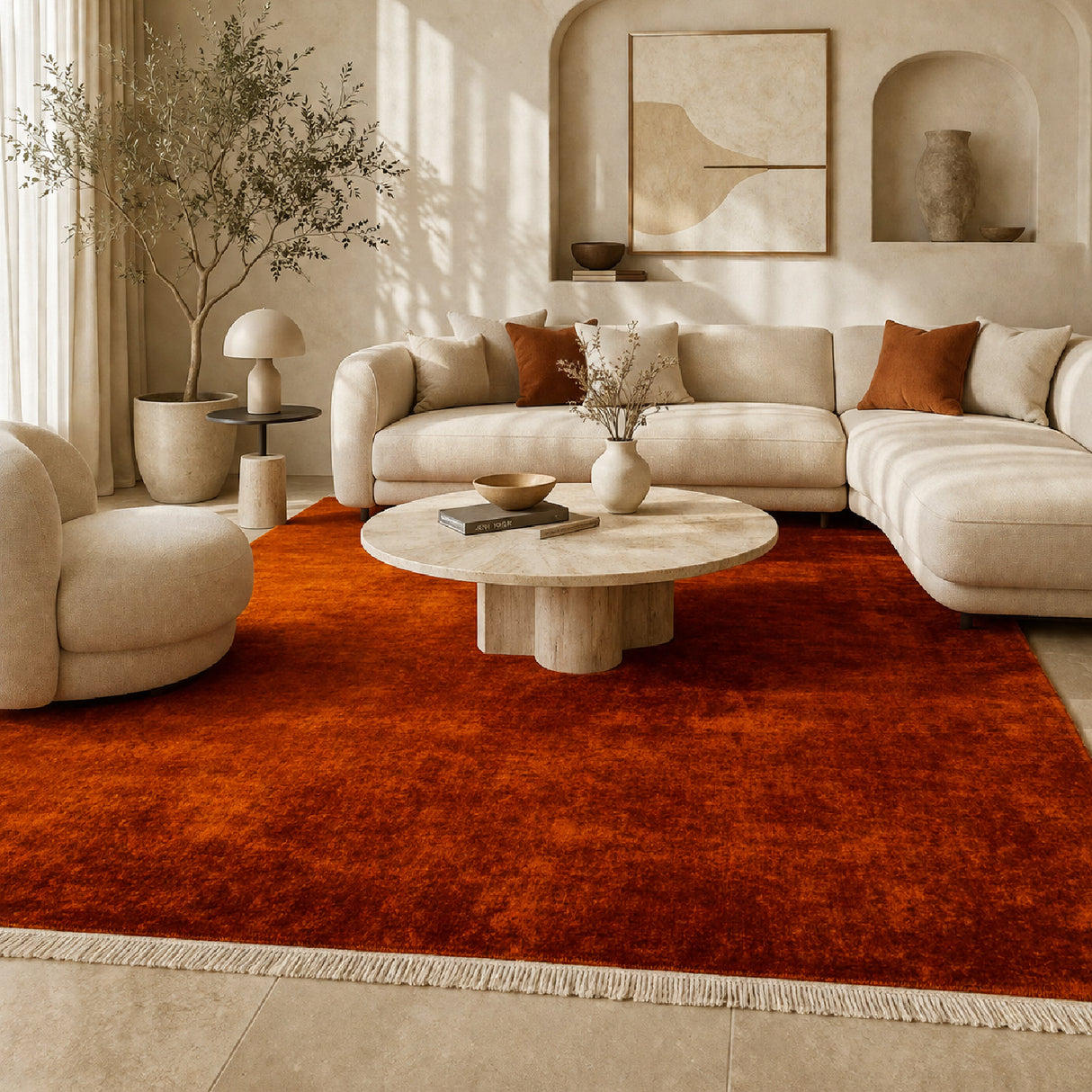   Modern European furniture - Hand-Loomed Wool Fringe Square Carpet - www.oroa.com | Oroa.com