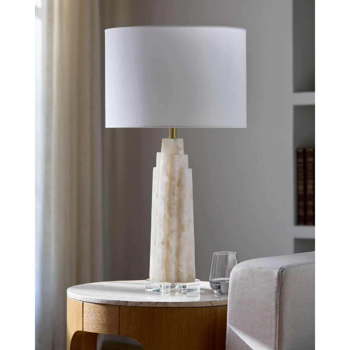   Modern European furniture - Burnished Cream Stone Table Lamp - www.oroa.com | Oroa.com