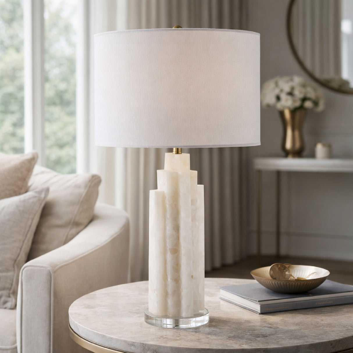   Modern European furniture - Burnished Cream Stone Table Lamp - www.oroa.com | Oroa.com