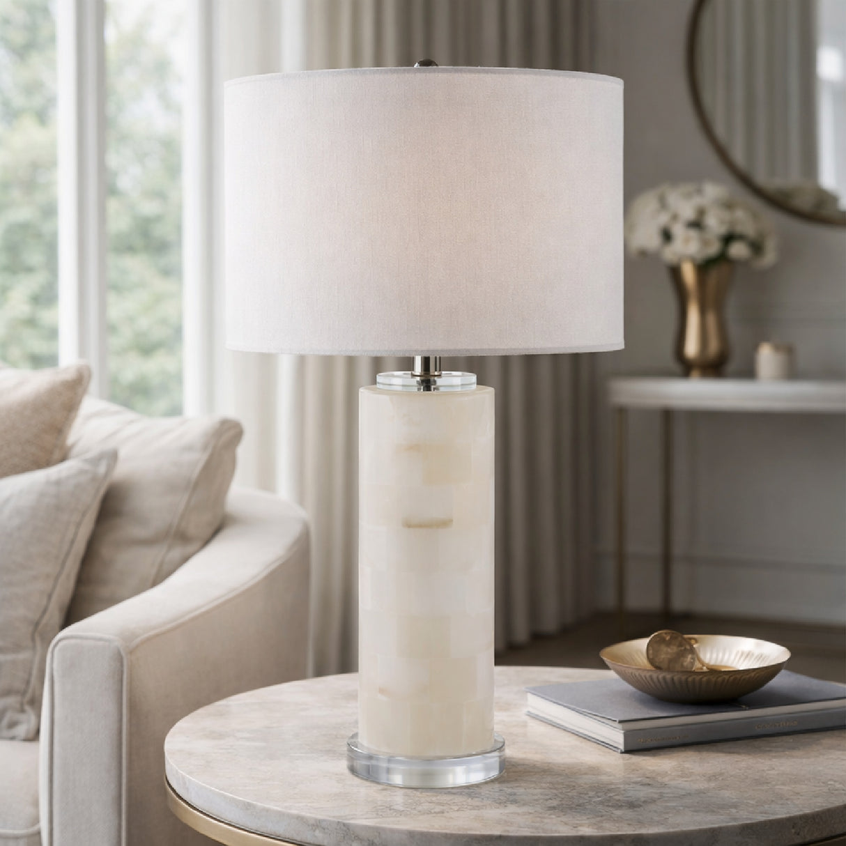   Modern European furniture - Burnished Cream Stone Table Lamp - www.oroa.com | Oroa.com