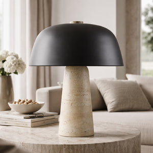   Modern European furniture - Metal Shade Travertine Table Lamp L - www.oroa.com | Oroa.com