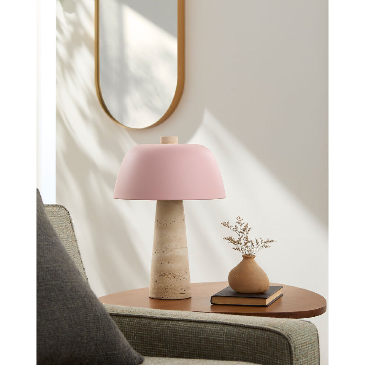   Modern European furniture - Metal Shade Travertine Table Lamp L - www.oroa.com | Oroa.com
