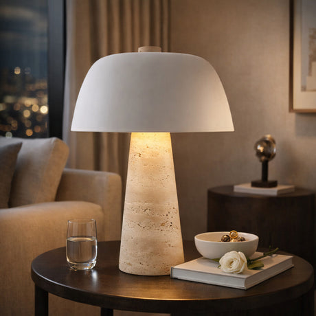   Modern European furniture - Metal Shade Travertine Table Lamp L - www.oroa.com | Oroa.com