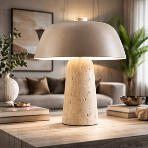   Modern European furniture - Metal Shade Travertine Table Lamp S - www.oroa.com | Oroa.com
