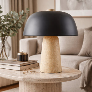   Modern European furniture - Metal Shade Travertine Table Lamp S - www.oroa.com | Oroa.com